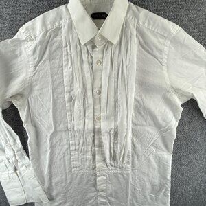 Tom Ford Formal Dress Shirt White French Cuff Size 16 Switzerland Cotton Pleats